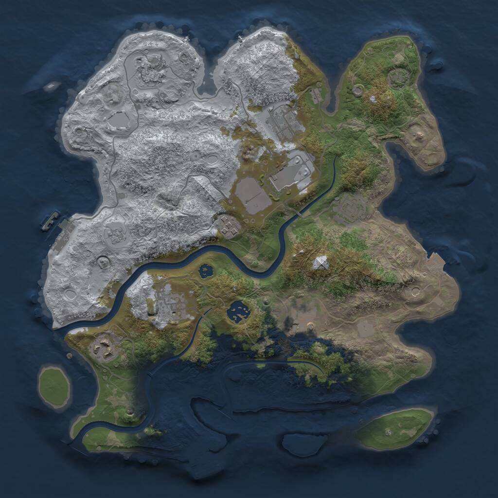 Rust Map: Procedural Map, Size: 3500, Seed: 106440366, 15 Monuments