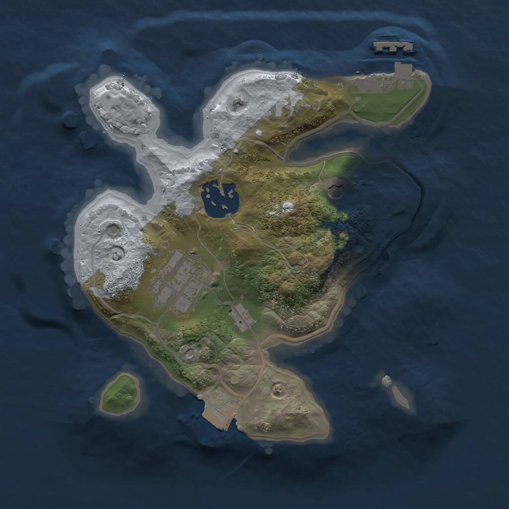 Rust Map: Procedural Map, Size: 2000, Seed: 1907258496, 5 Monuments
