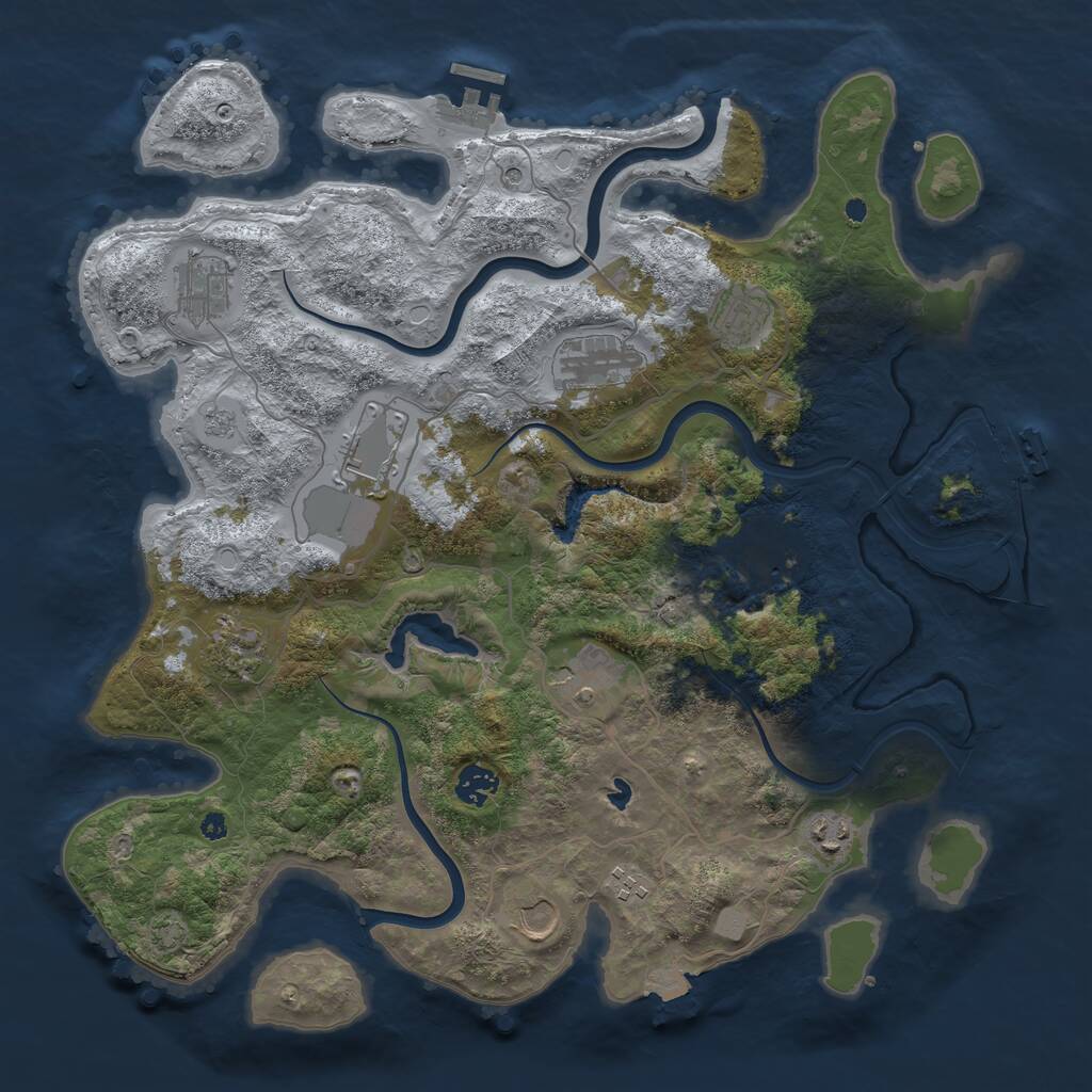 Rust Map: Procedural Map, Size: 4000, Seed: 1113537523, 17 Monuments