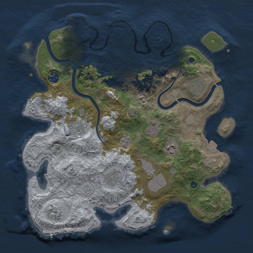Rust Map: Procedural Map, Size: 3500, Seed: 332389957, 14 Monuments