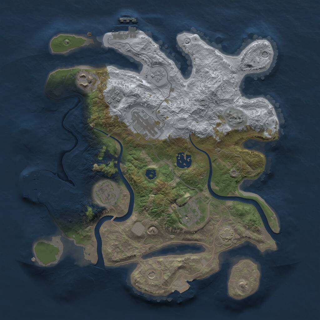 Rust Map: Procedural Map, Size: 3000, Seed: 1986721058, 12 Monuments