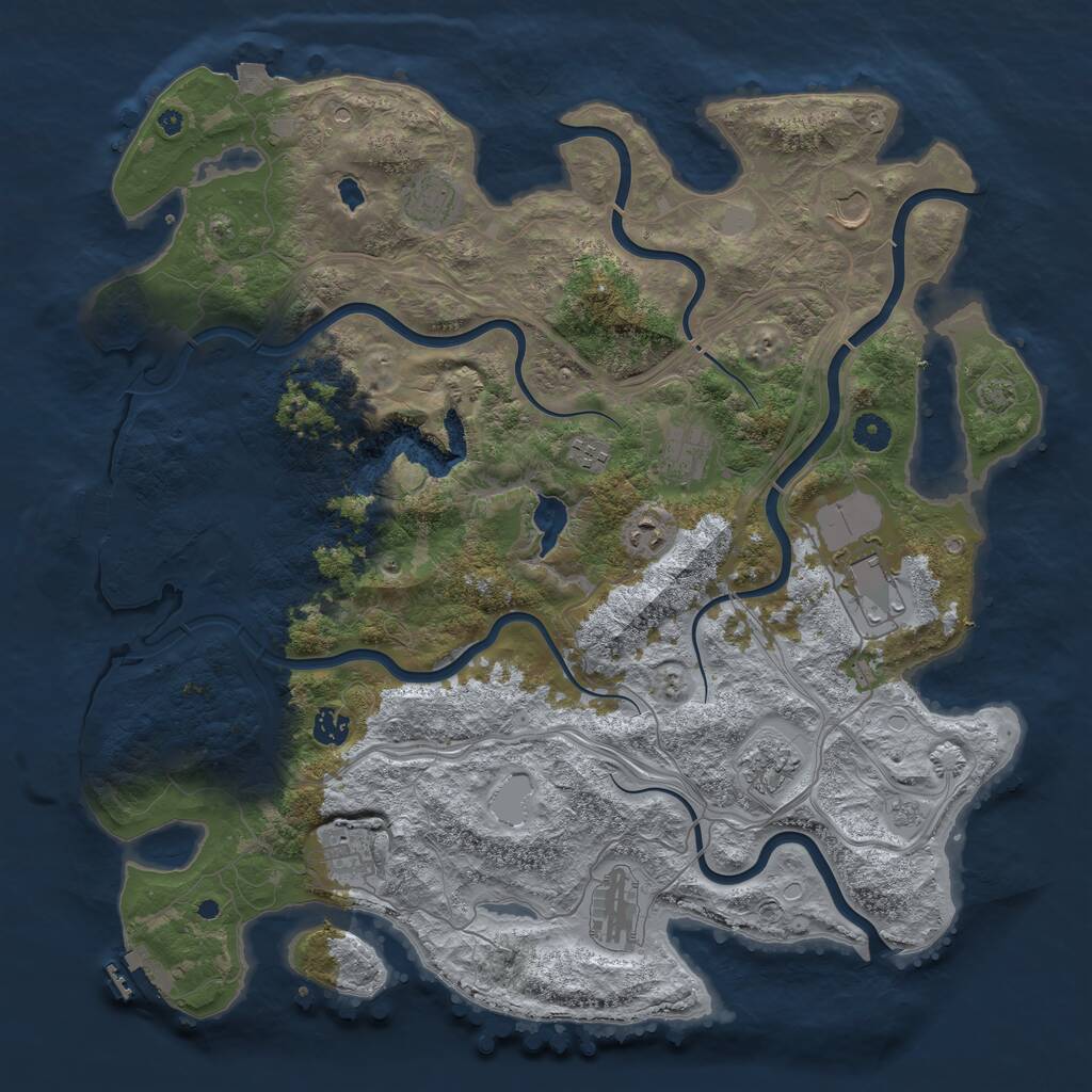 Rust Map: Procedural Map, Size: 4400, Seed: 1242493373, 16 Monuments
