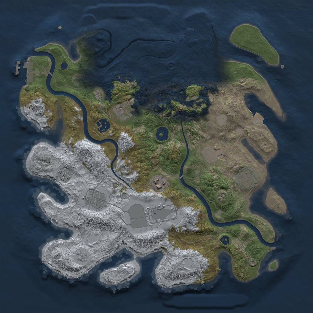 Rust Map: Procedural Map, Size: 3500, Seed: 159159159, 14 Monuments