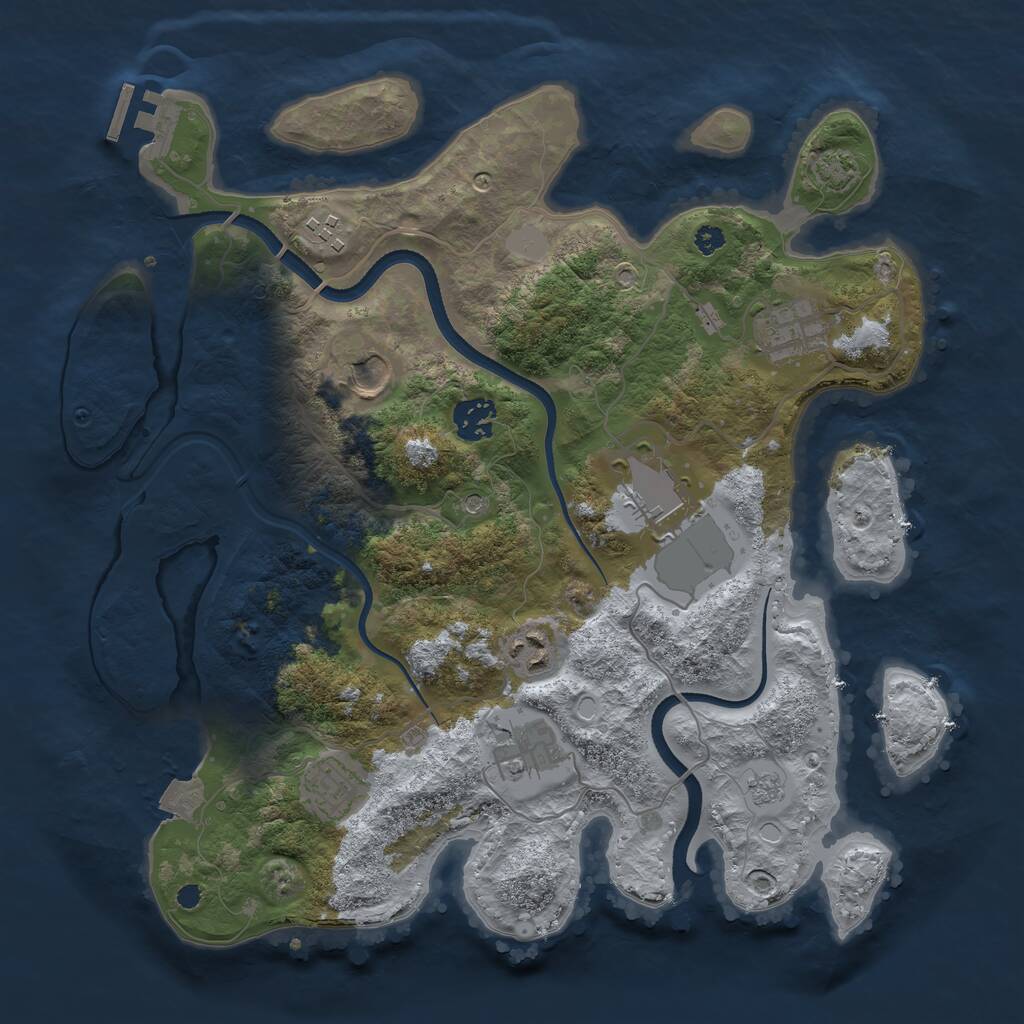 Rust Map: Procedural Map, Size: 3500, Seed: 1615057625, 13 Monuments