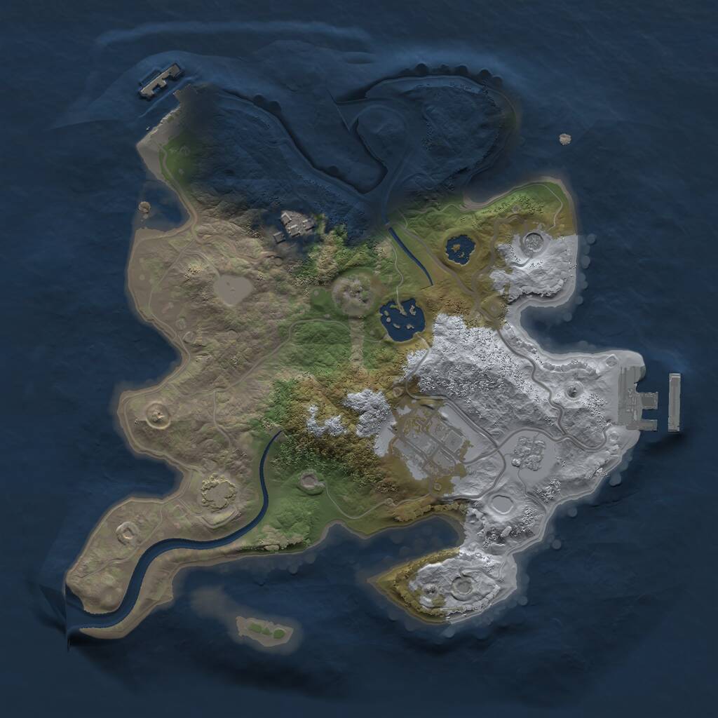 Rust Map: Procedural Map, Size: 2500, Seed: 1887952370, 9 Monuments