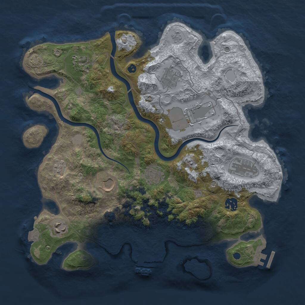 Rust Map: Procedural Map, Size: 3500, Seed: 116223, 15 Monuments