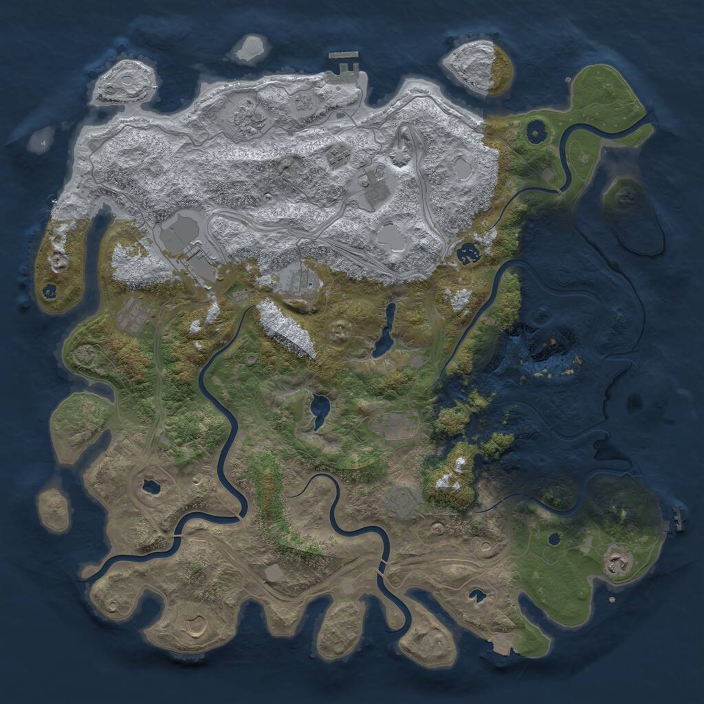 Rust Map: Procedural Map, Size: 4800, Seed: 729277444, 17 Monuments