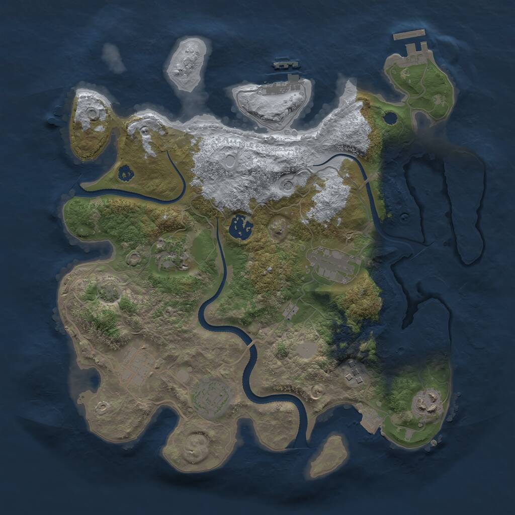 Rust Map: Procedural Map, Size: 3250, Seed: 1873082426, 12 Monuments