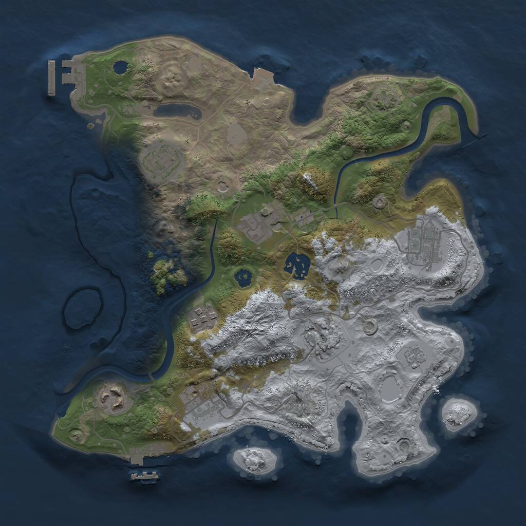 Rust Map: Procedural Map, Size: 3000, Seed: 105679213, 14 Monuments