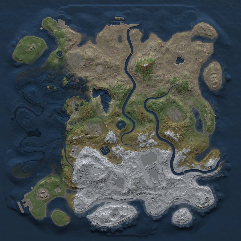 Rust Map: Procedural Map, Size: 4000, Seed: 913487718, 14 Monuments