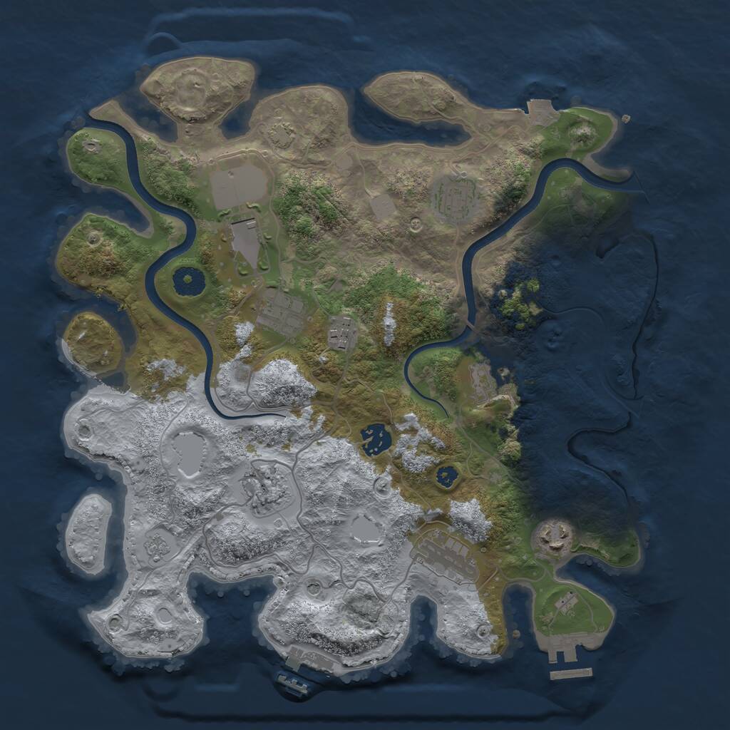 Rust Map: Procedural Map, Size: 3500, Seed: 1942520978, 15 Monuments