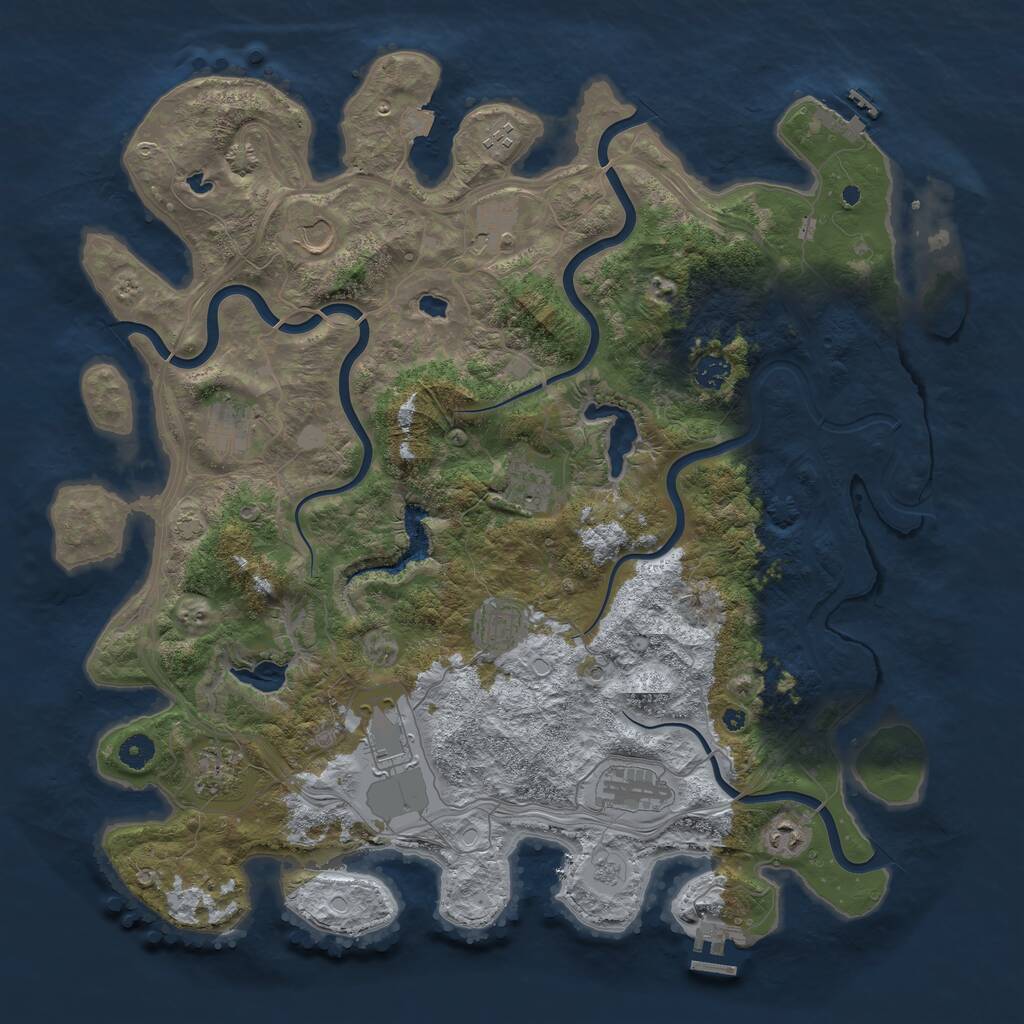 Rust Map: Procedural Map, Size: 4500, Seed: 2050235273, 17 Monuments
