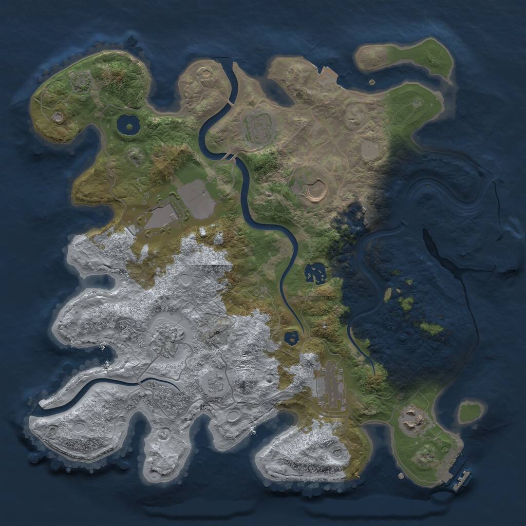 Rust Map: Procedural Map, Size: 3500, Seed: 1126500248, 14 Monuments