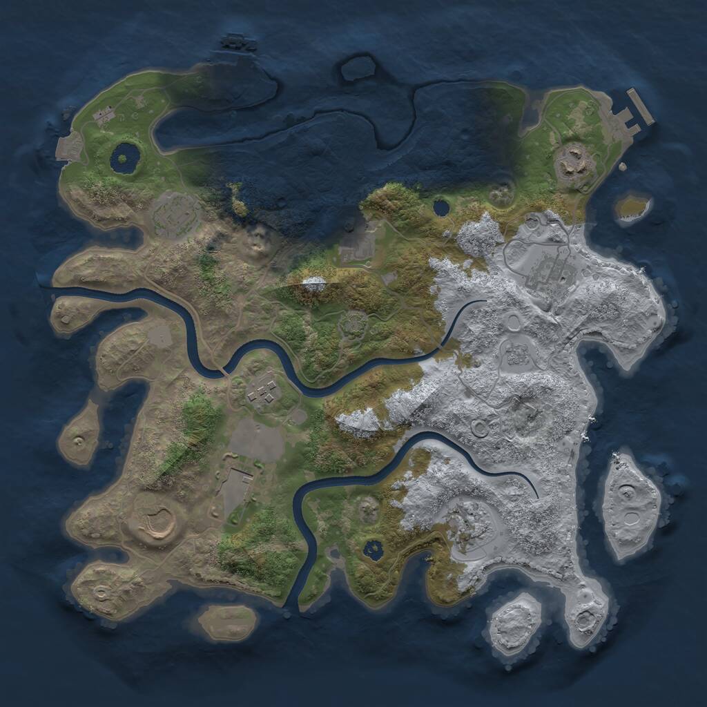 Rust Map: Procedural Map, Size: 3500, Seed: 1021245889, 14 Monuments