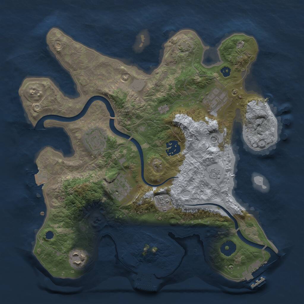 Rust Map: Procedural Map, Size: 3000, Seed: 1574953076, 12 Monuments
