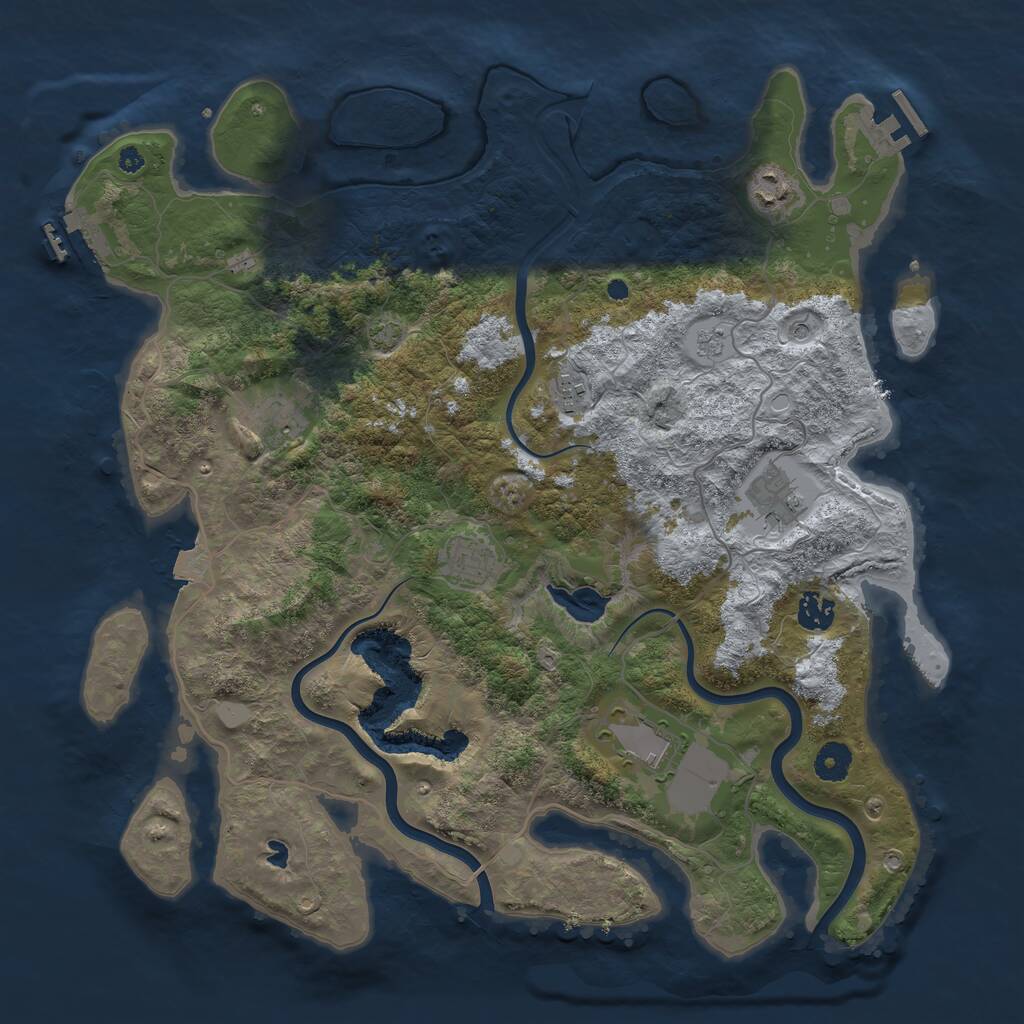 Rust Map: Procedural Map, Size: 4000, Seed: 1894286517, 13 Monuments