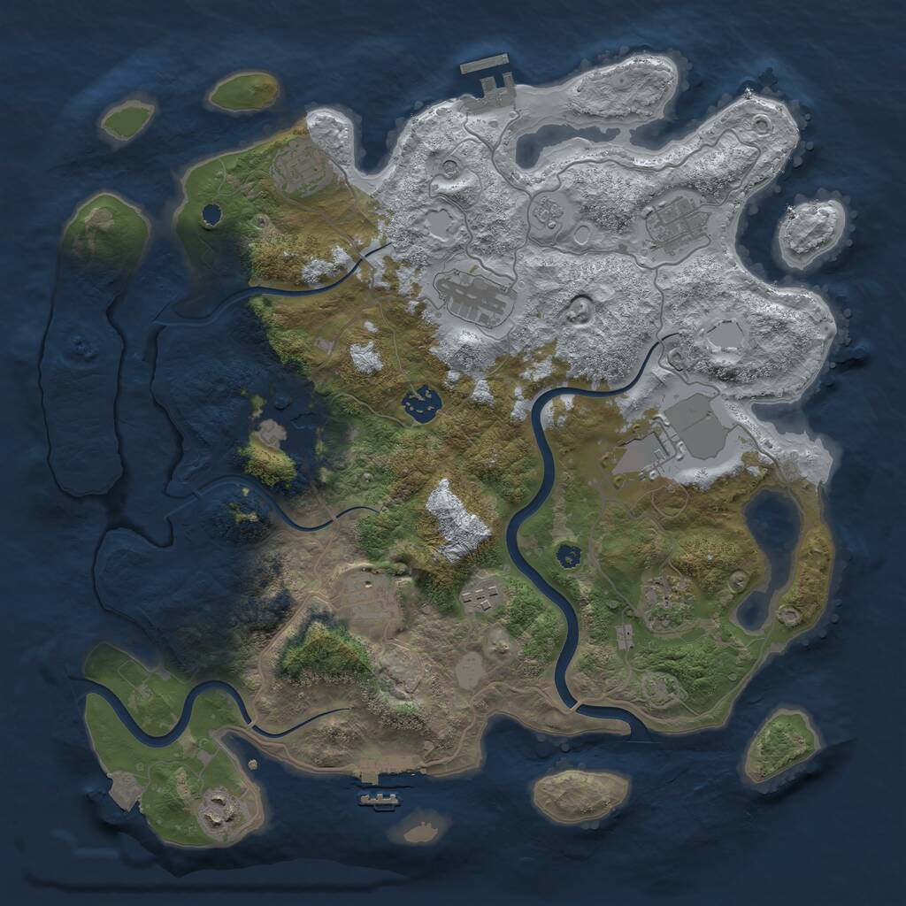 Rust Map: Procedural Map, Size: 3750, Seed: 388438811, 16 Monuments
