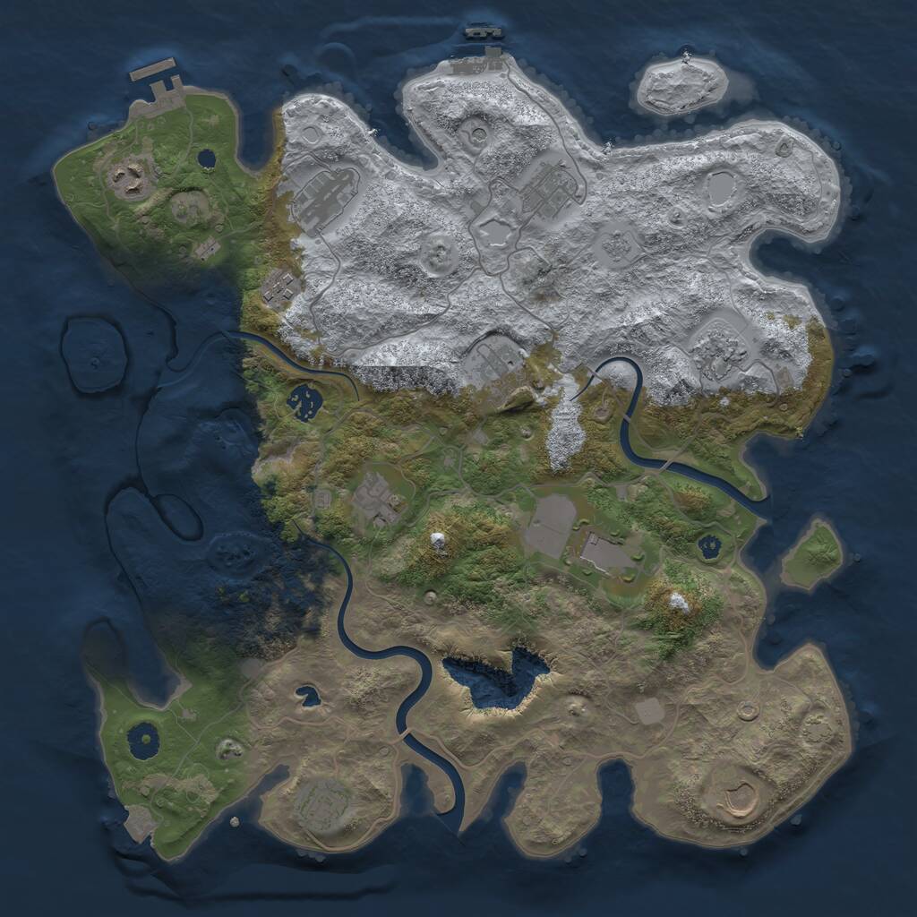 Rust Map: Procedural Map, Size: 4000, Seed: 1074322983, 17 Monuments
