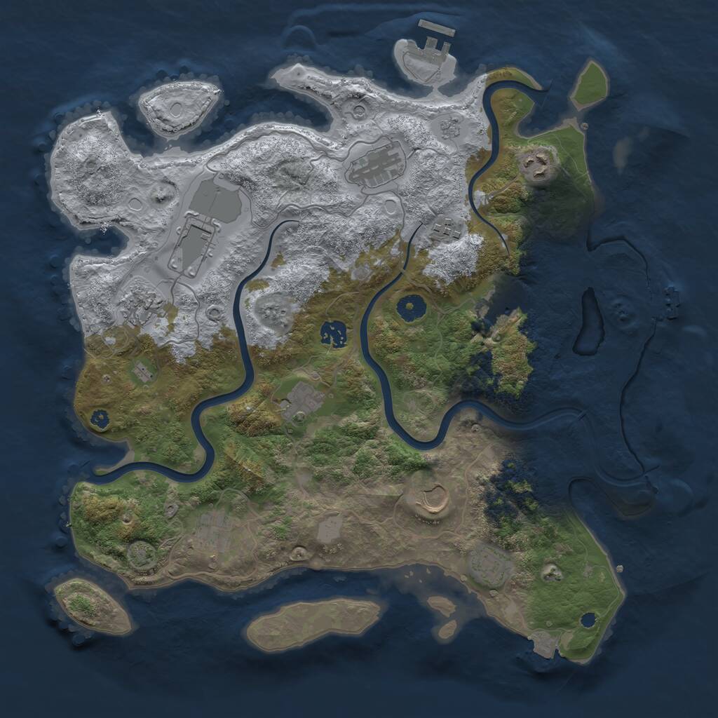 Rust Map: Procedural Map, Size: 3900, Seed: 27354, 17 Monuments