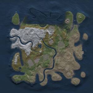 Thumbnail Rust Map: Procedural Map, Size: 3500, Seed: 1627129002, 12 Monuments