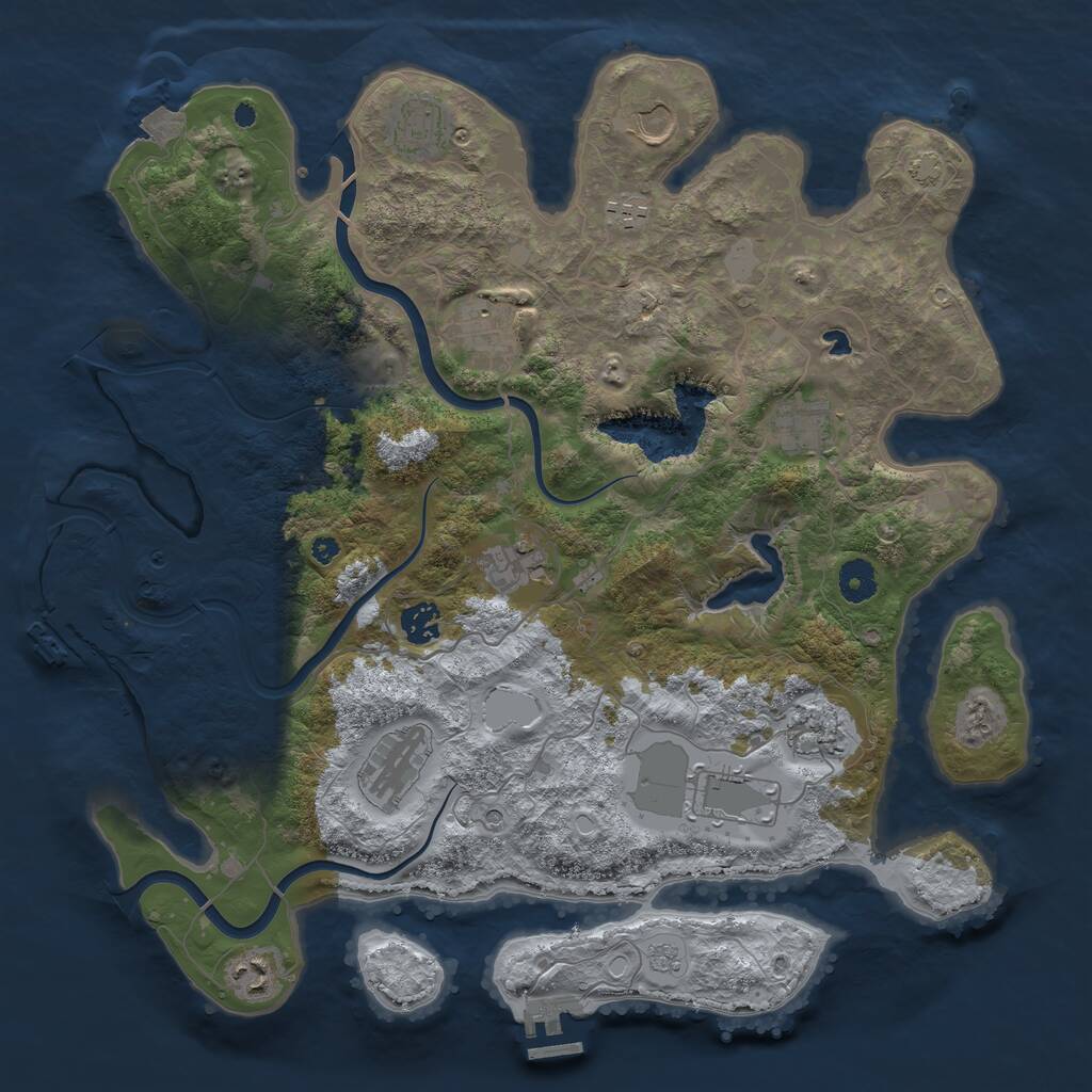 Rust Map: Procedural Map, Size: 4000, Seed: 1174361000, 17 Monuments