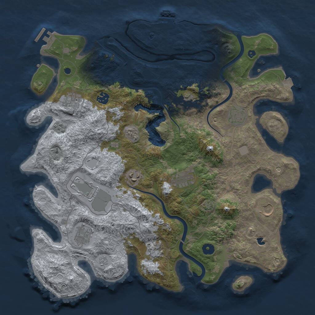 Rust Map: Procedural Map, Size: 4000, Seed: 1147023870, 17 Monuments