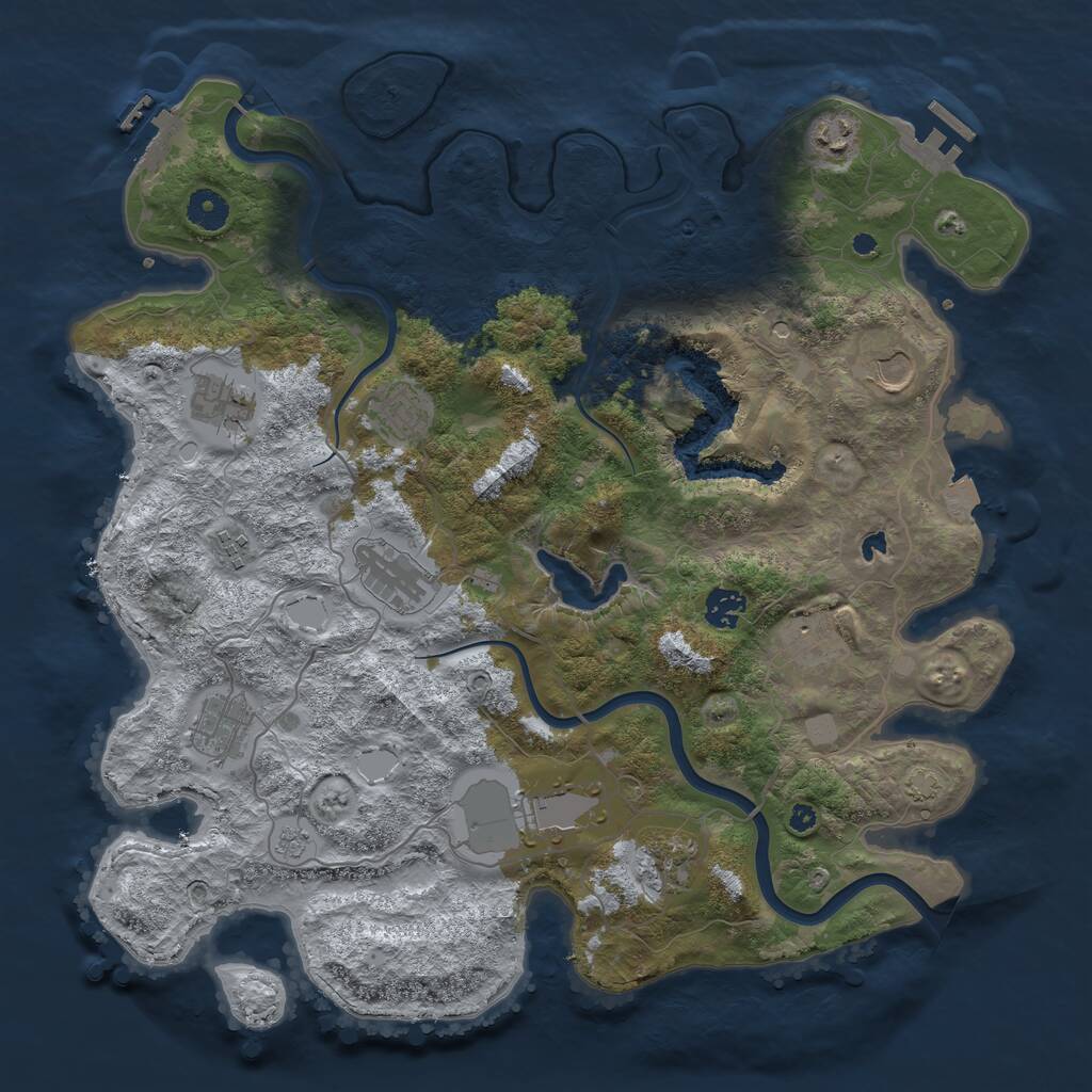 Rust Map: Procedural Map, Size: 4000, Seed: 2120543564, 17 Monuments