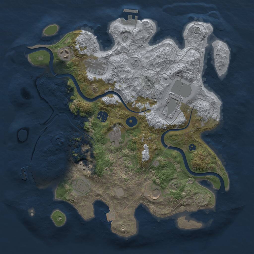 Rust Map: Procedural Map, Size: 3500, Seed: 761632858, 14 Monuments