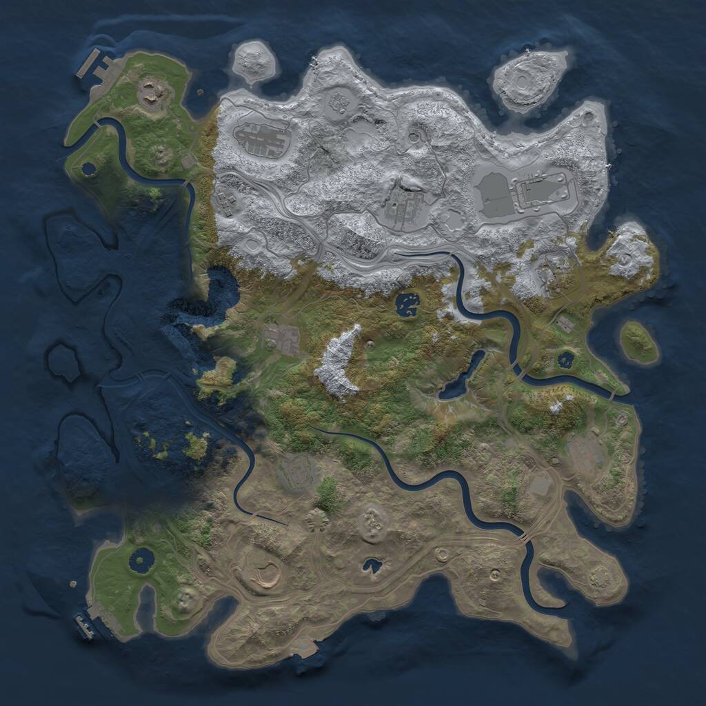 Rust Map: Procedural Map, Size: 4250, Seed: 349911214, 17 Monuments