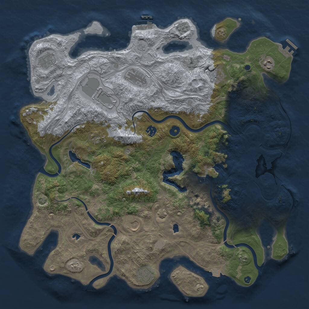 Rust Map: Procedural Map, Size: 4500, Seed: 712862744, 16 Monuments
