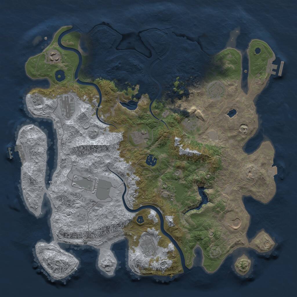 Rust Map: Procedural Map, Size: 4000, Seed: 1102012636, 17 Monuments