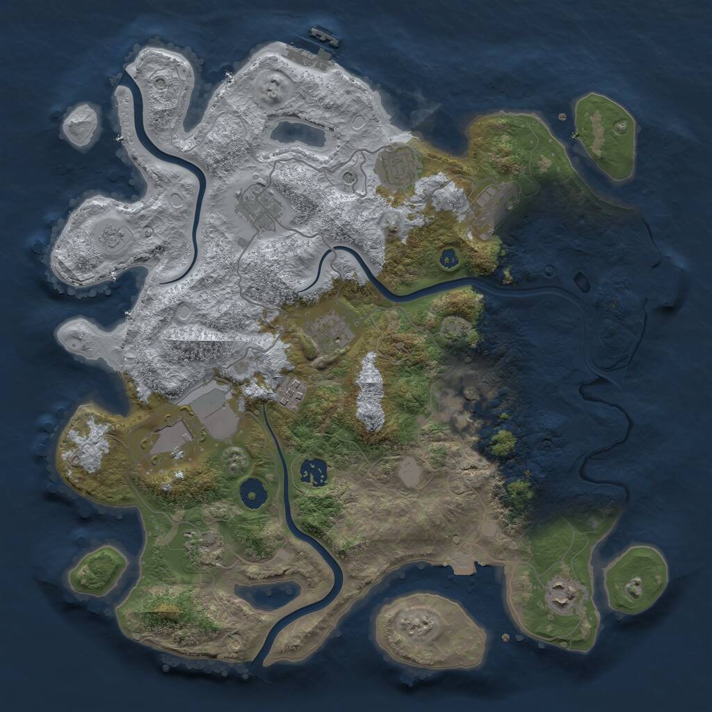 Rust Map: Procedural Map, Size: 3750, Seed: 532325634, 16 Monuments