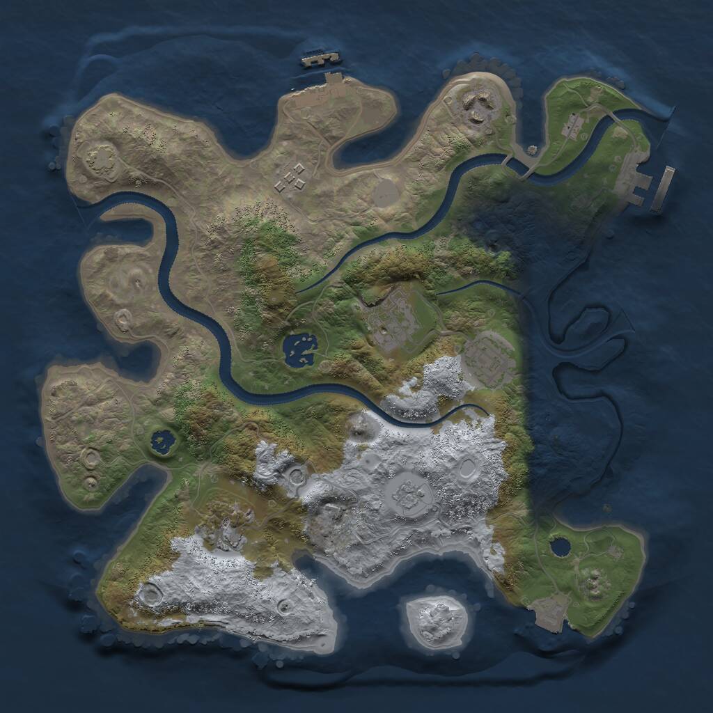 Rust Map: Procedural Map, Size: 3000, Seed: 23216, 12 Monuments