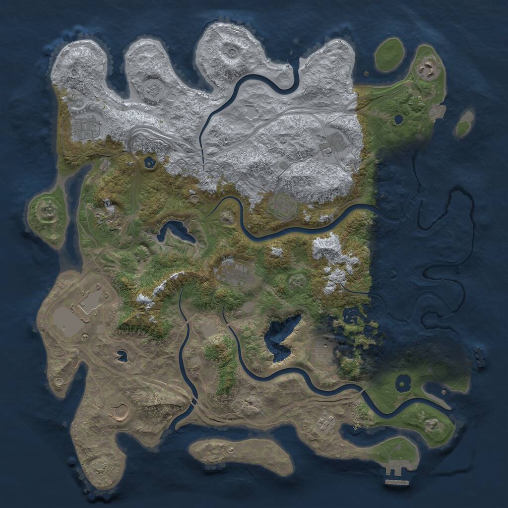 Rust Map: Procedural Map, Size: 4400, Seed: 1946402310, 17 Monuments