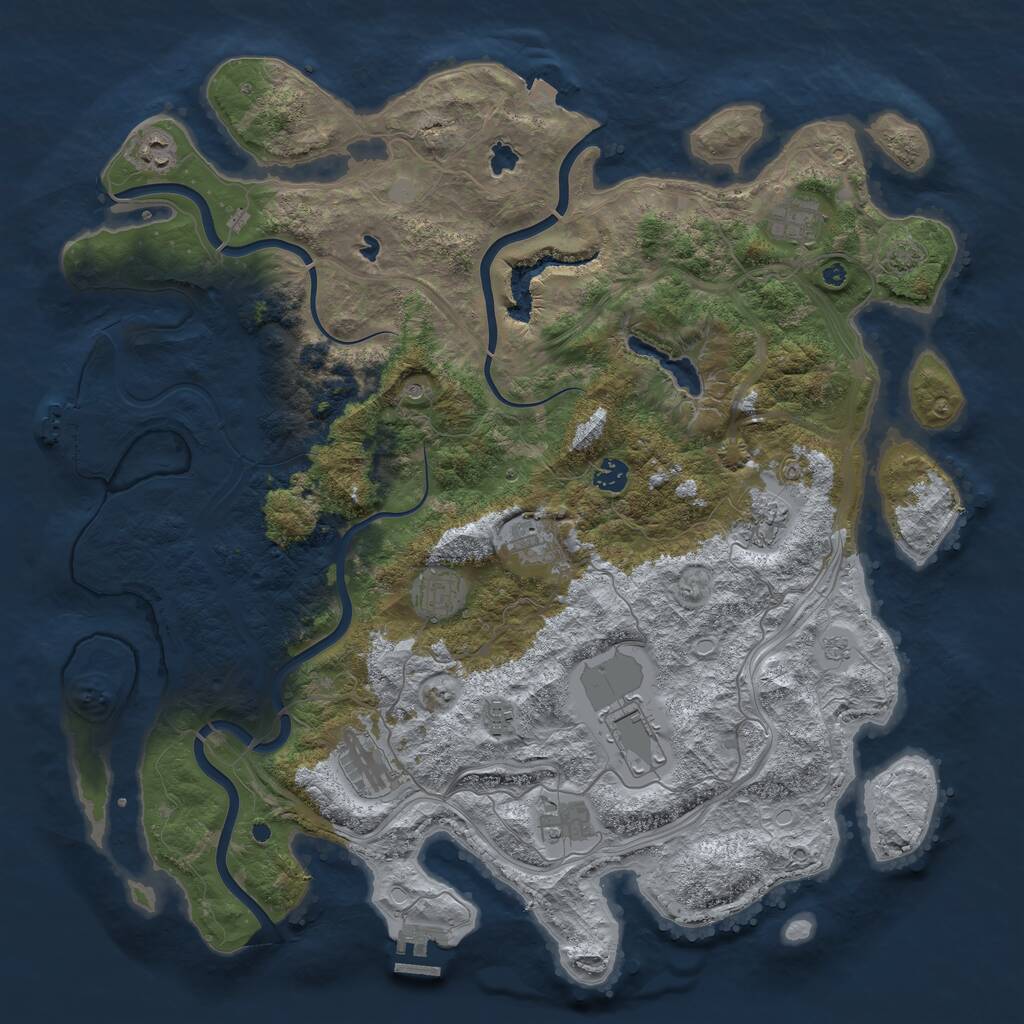 Rust Map: Procedural Map, Size: 4500, Seed: 1451578473, 16 Monuments