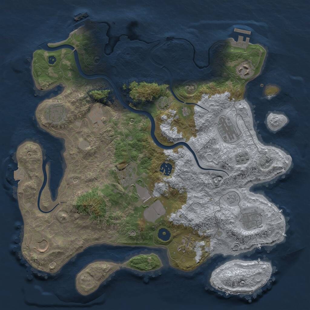 Rust Map: Procedural Map, Size: 3700, Seed: 1951814831, 17 Monuments