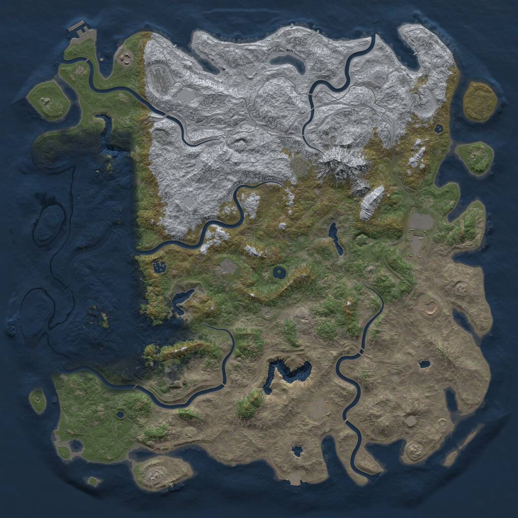 Rust Map: Procedural Map, Size: 6000, Seed: 7564928, 17 Monuments