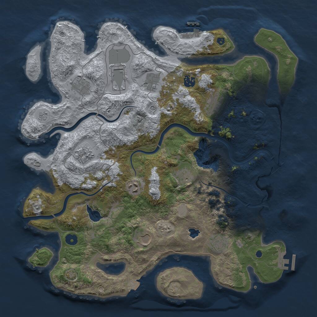 Rust Map: Procedural Map, Size: 4000, Seed: 532325634, 17 Monuments