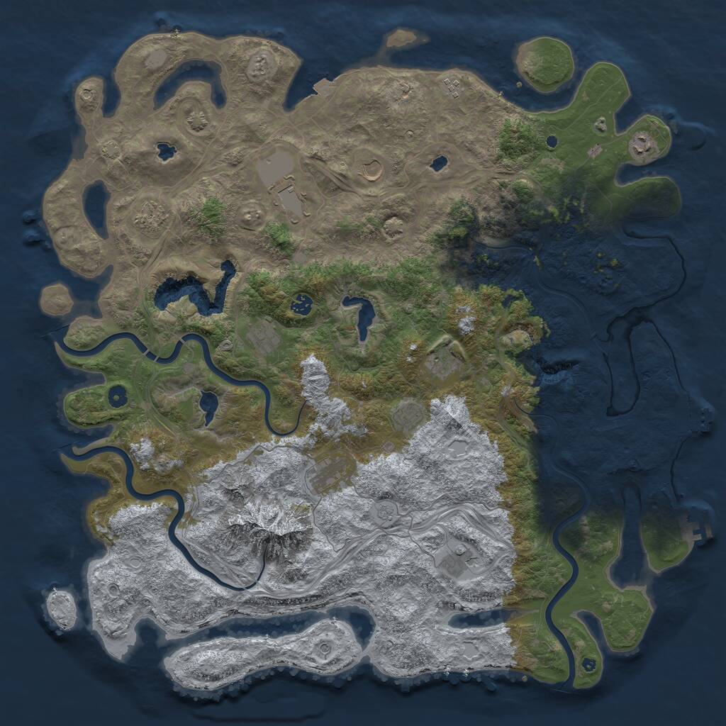 Rust Map: Procedural Map, Size: 5200, Seed: 456815874, 17 Monuments