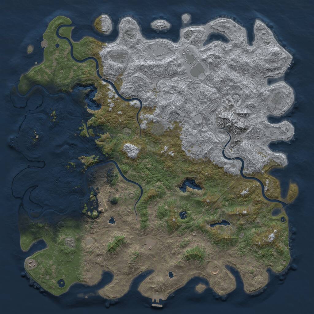 Rust Map: Procedural Map, Size: 6000, Seed: 1198433917, 17 Monuments