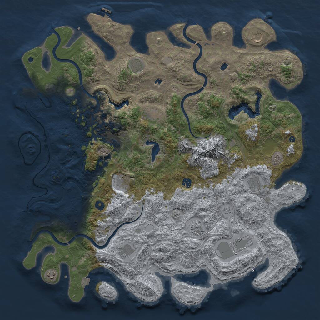 Rust Map: Procedural Map, Size: 5000, Seed: 213141, 17 Monuments