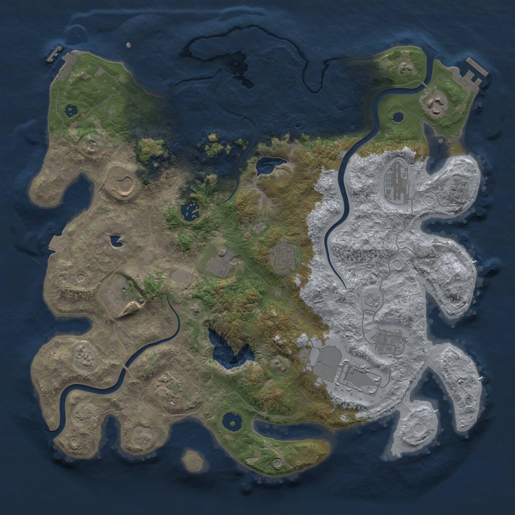 Rust Map: Procedural Map, Size: 4000, Seed: 1067315515, 17 Monuments