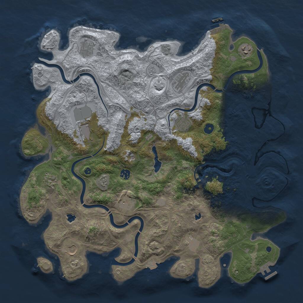 Rust Map: Procedural Map, Size: 4500, Seed: 696902373, 17 Monuments