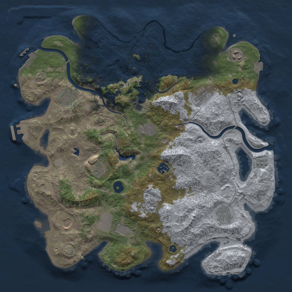 Rust Map: Procedural Map, Size: 4000, Seed: 930034433, 17 Monuments