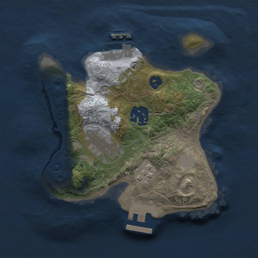 Rust Map: Procedural Map, Size: 2000, Seed: 840684851, 7 Monuments