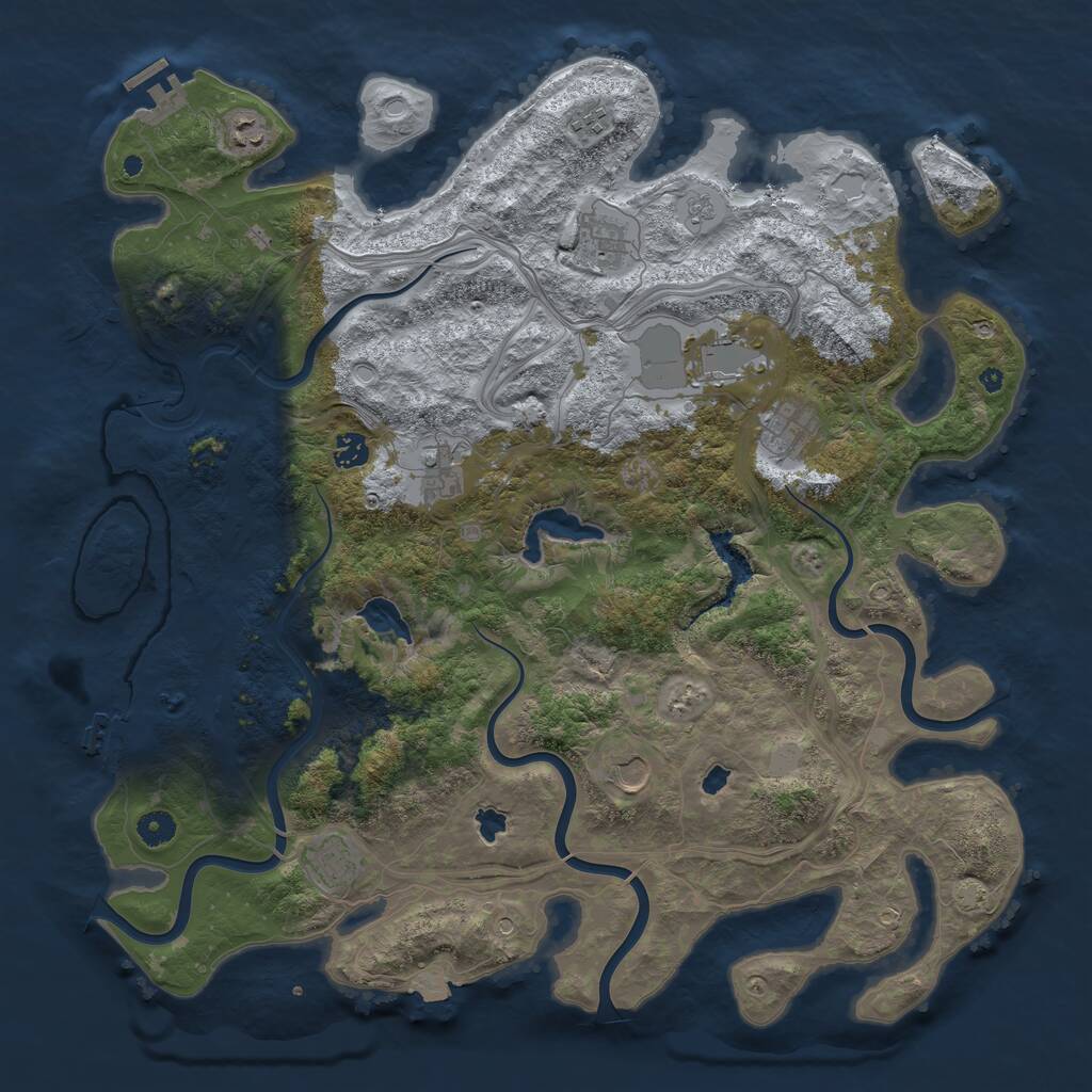 Rust Map: Procedural Map, Size: 4500, Seed: 1900491679, 15 Monuments