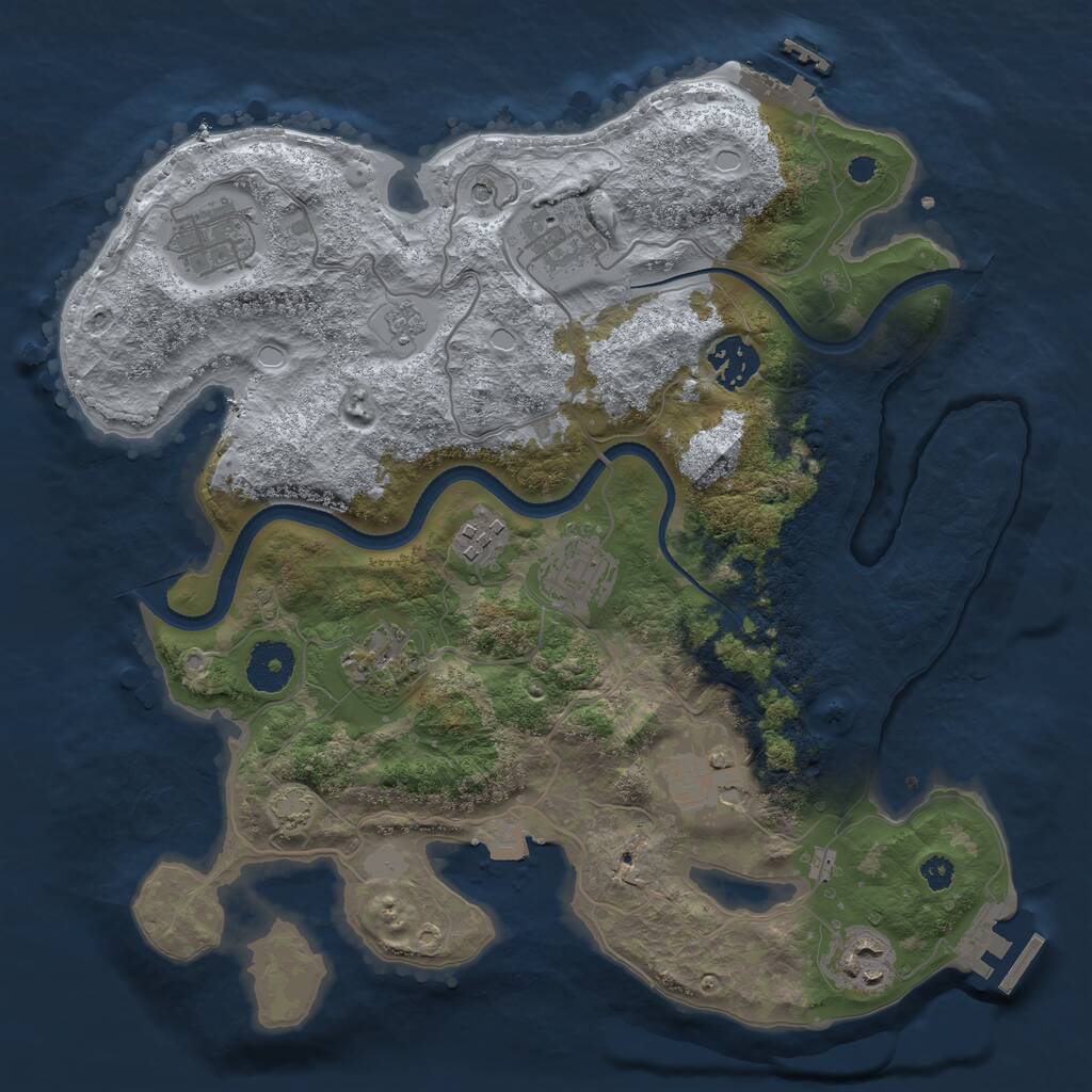 Rust Map: Procedural Map, Size: 3300, Seed: 716443732, 14 Monuments