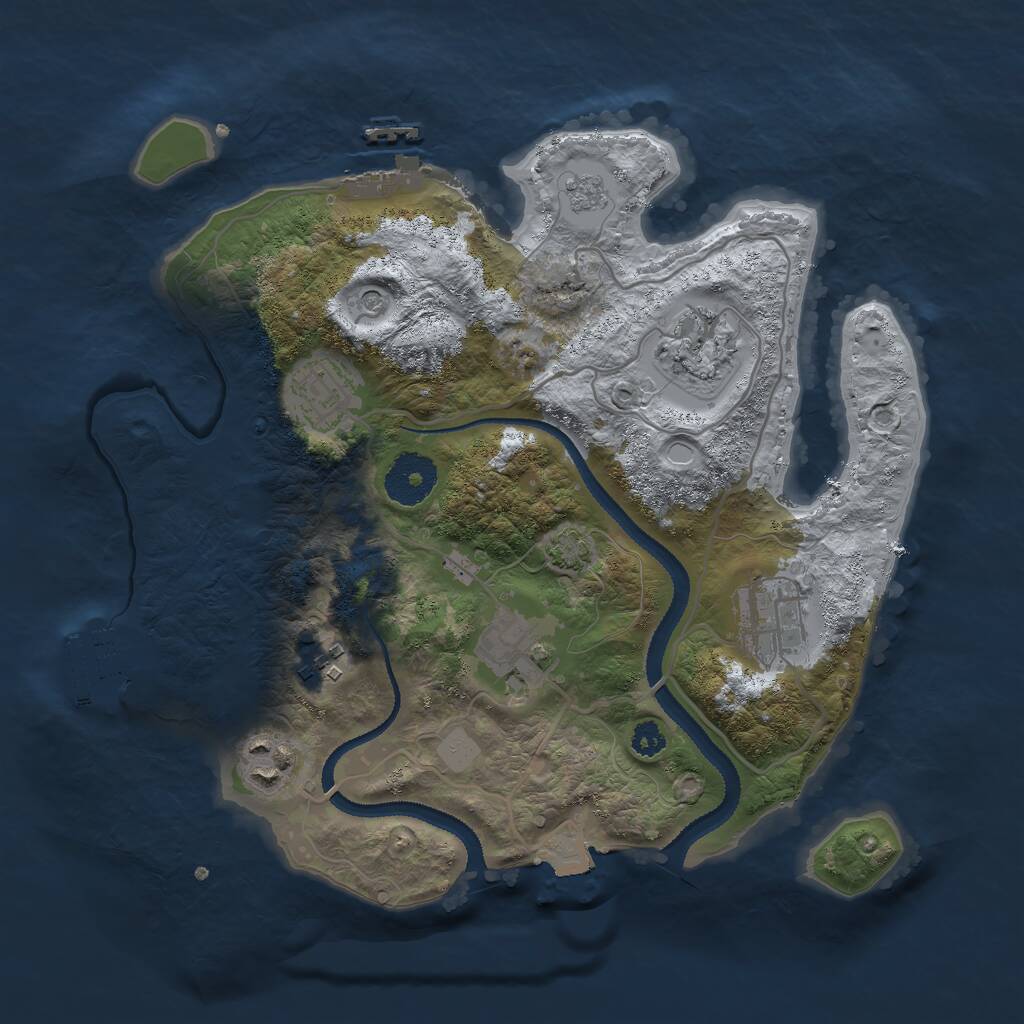 Rust Map: Procedural Map, Size: 3000, Seed: 1283615718, 12 Monuments