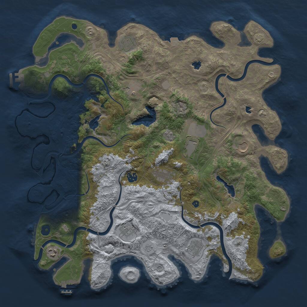 Rust Map: Procedural Map, Size: 4500, Seed: 496371133, 16 Monuments