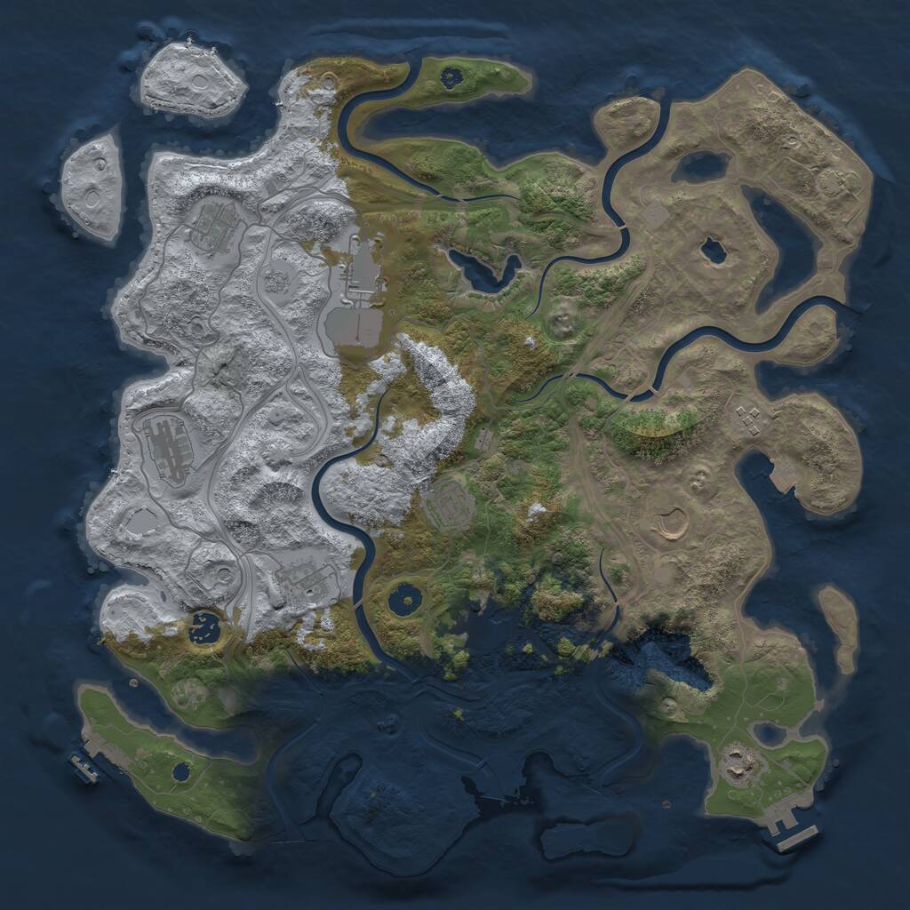 Rust Map: Procedural Map, Size: 4250, Seed: 1011032468, 16 Monuments